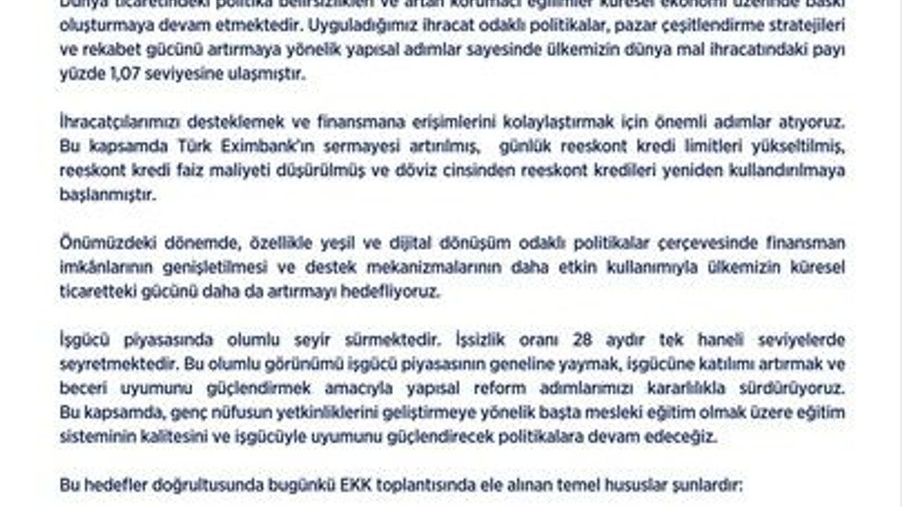 Enflasyonu Tek Haneye İndirme Hedefi Netleşti!