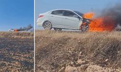 Şanlıurfa’da Seyir Halindeki Otomobil Alev Alev Yandı