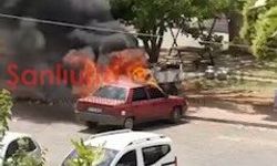 Şanlıurfa’da Park Halindeki Otomobil Alevlere Teslim Oldu