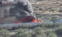 Şanlıurfa-Gaziantep Otoyolunda seyir halindeki TIR alev alev yandı
