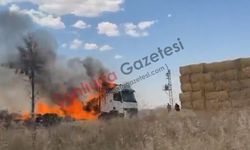 Şanlıurfa’da saman yüklü TIR alev alev yandı