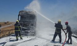 Şanlıurfa'da saman yüklü TIR alevlere teslim oldu