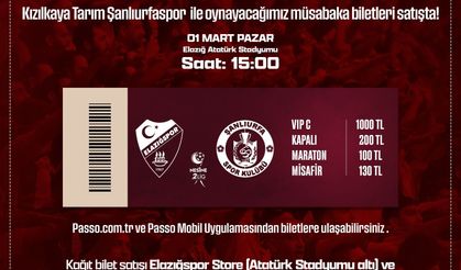 Şanlıurfaspor’un Elazığ Deplasmanı Öncesi Biletler Satışta