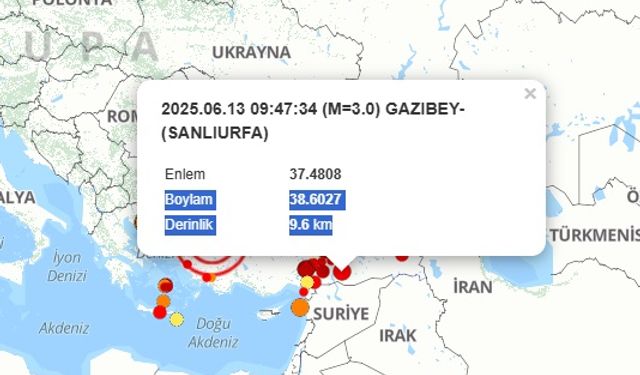 Şanlıurfa’nın Hilvan İlçesinde 3.1 Büyüklüğünde Deprem