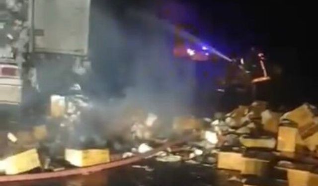 Şanlıurfa Siverek’te Peçete Yüklü Tırda Korkutan Yangın!