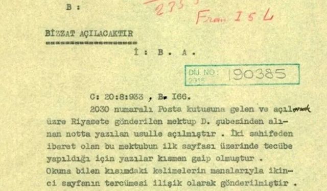 Üzerinde, 'Bizzat açılacaktır' yazıyordu: MİT o tarihi belgeyi paylaştı