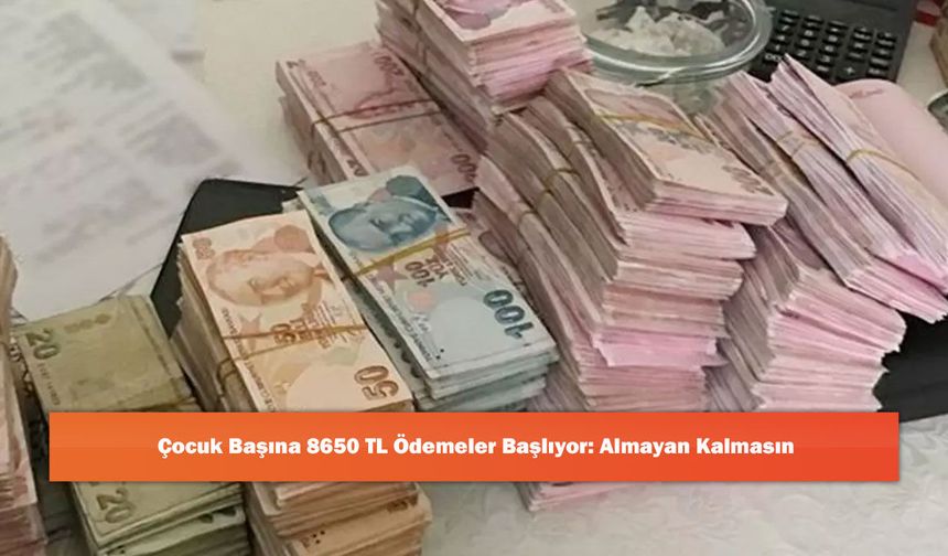 Çocuk Başına 8650 TL Ödemeler Başlıyor: Almayan Kalmasın