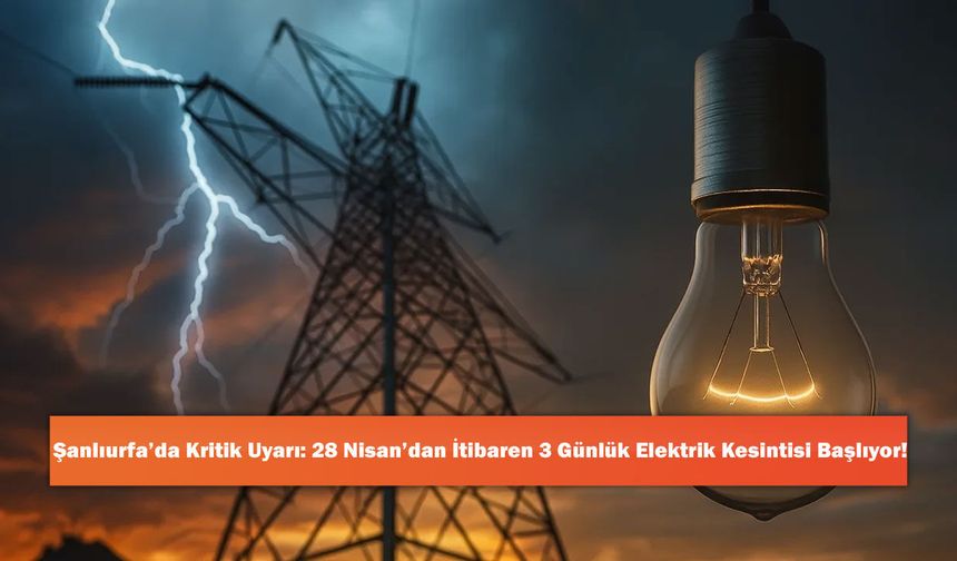 Şanlıurfa’da Kritik Uyarı: 28 Nisan’dan İtibaren 3 Günlük Elektrik Kesintisi Başlıyor!