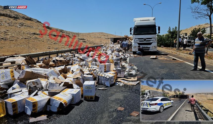 Şanlıurfa'da Sıvı Yağ Yüklü Tır Devrildi, Sürücü Yaralandı