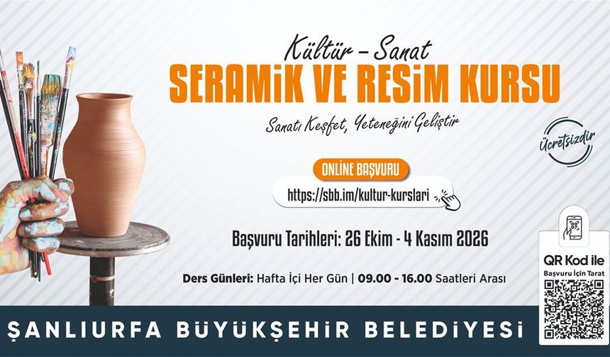 Şanlıurfa’da ücretsiz seramik ve resim kursu başvuruları başladı!