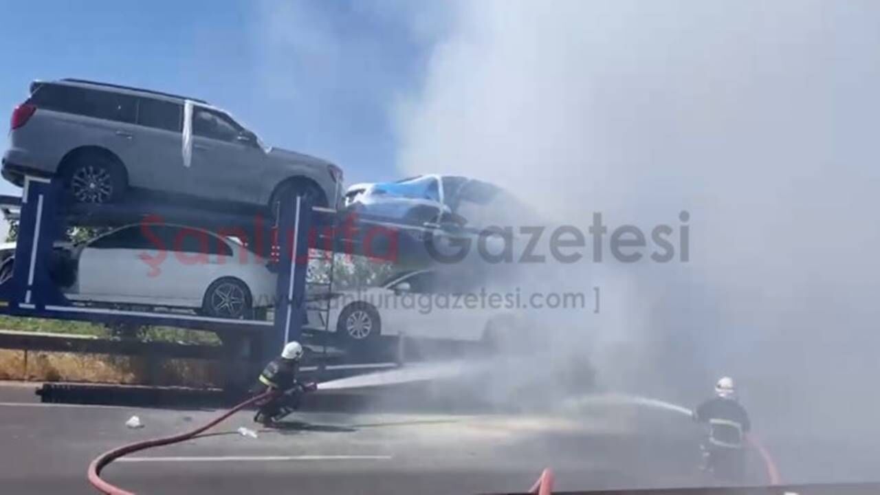 Şanlıurfa'da Otomobil Yüklü Tır Alevlere Teslim Oldu