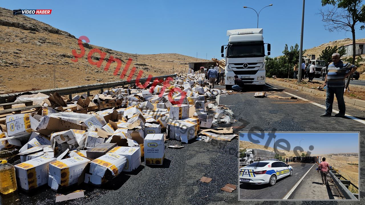 Şanlıurfa'da Sıvı Yağ Yüklü Tır Devrildi, Sürücü Yaralandı