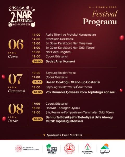 Şanlıurfa’da Nar Festivali Başlıyor! 3 Gün Boyunca Etkinlik Var! Kimler Sahne Alacak İşte Konser Takvimi (1)